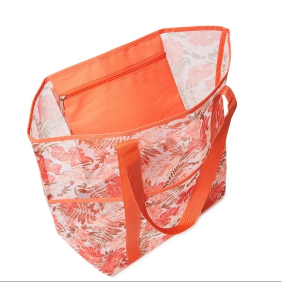 Beach Mesh Tote Bag Floral Print - Picture 3 of 4
